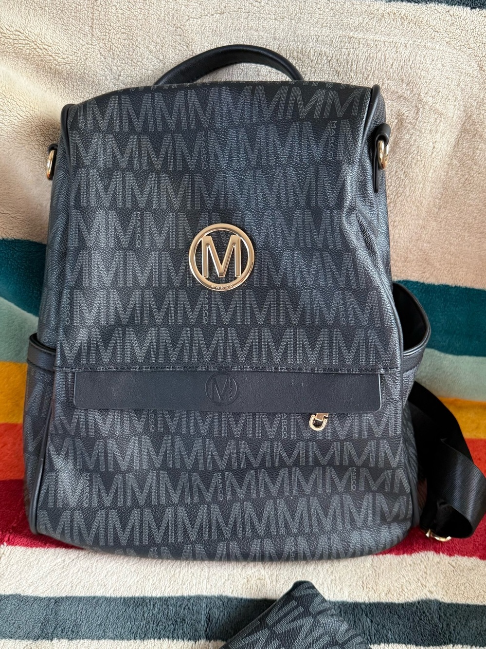 ⭕️ M Marco - Monogrammed Vegan Leather Backpack